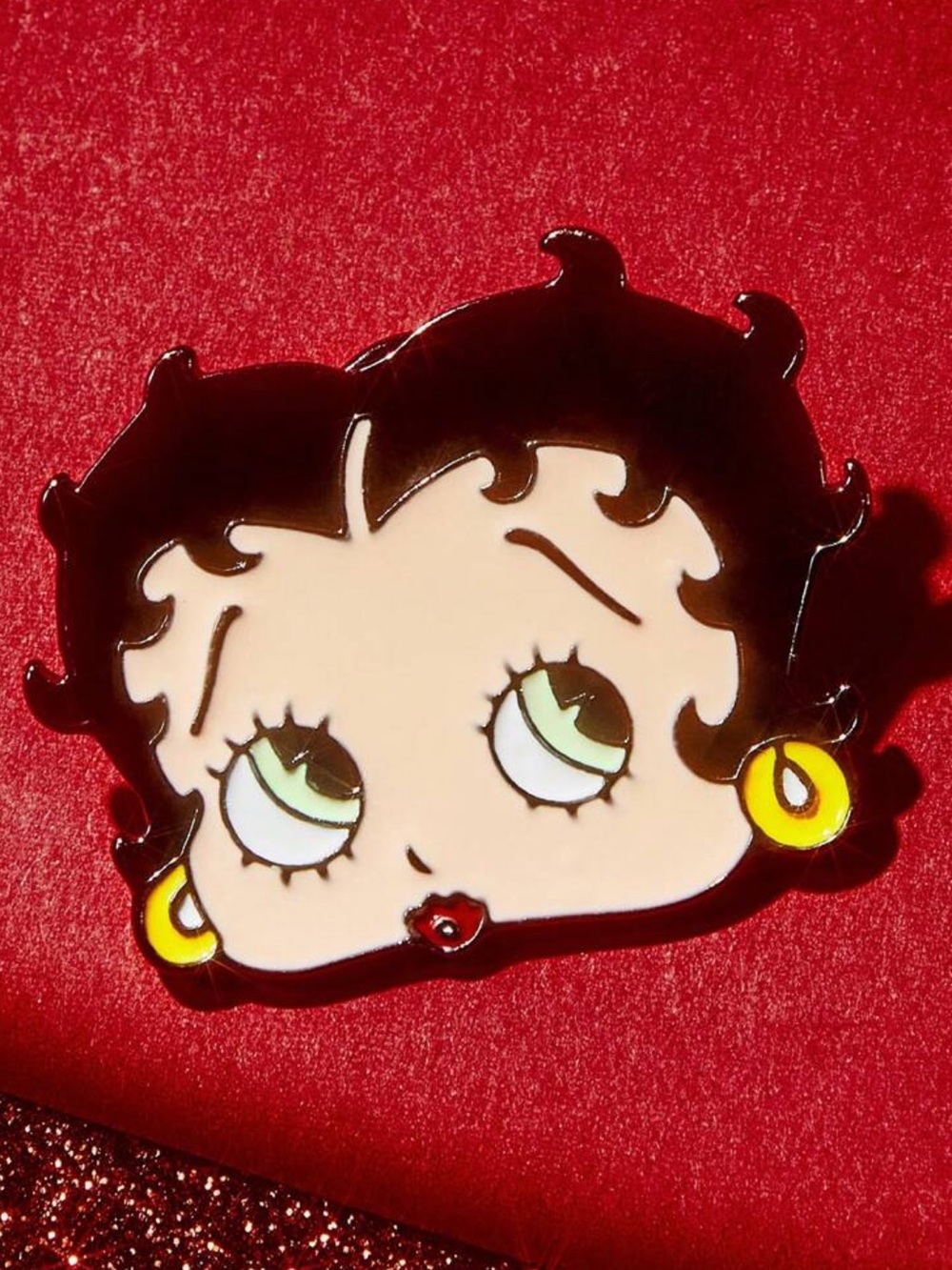 Betty Boop Lipstick Enamel Pin Set - Red & Black